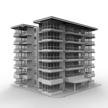 building1 Daire 4d beyin mimarlık bina şehir ticari karmaşık dış düz ev model modern ofis konut gökdelen yapısı kentsel 3d print model - Mito3D