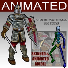 armored swordmanrar animated animations armor swordman rar character fantasy game glest helmet human knight lower medieval poly tucho warrior 3d print model - Mito3D