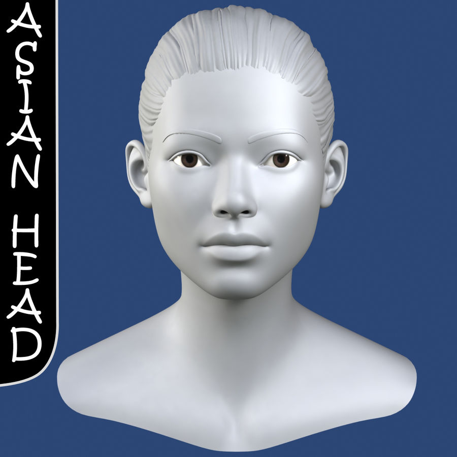 asian female head 3d 3ds anatomy body c4d character ear eye face girl human lady lip max mod model nose obj people person realistic sexy studios uv windtrees woman 3D print model - Mito3D