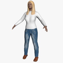 average caucasian female audience casual cg character clothes crowd elevate foot game girl hand human lady lower model people person poly ready realistic rig texture woman 3d print model - Mito3D