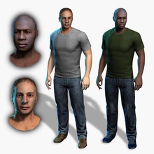 average man black caucasian character game guys human jeans lower male model people poly realtime shirt sneakers t tucho urban white 3d print model - Mito3D