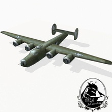 b-24 liberator 2 24 aircraft airplane american attack b bomber consolidate defence destroy force game heavy history ii lower military model naval navy plane poly ready veli3d war world ww2 3d print model - Mito3D