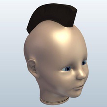 baby doll head thick mohawkd hair v1 mohawk toys printable lowpoly 3d print model - Mito3D