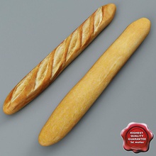 baguette 3d molier 3ds baked bakery bread breakfast c4d cooked dinner food french kitchen loaf lunch max model realistic shop store supermarket vray 3d print model - Mito3D