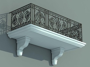 balcony-10 10 architecture balcon balcony balustrade banisters barrier building elements fence grid hand house iron model parapet rail rusted stell structure terrace wanderer111 wrought 3d print model - Mito3D