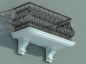 balcony-14 14 architecture balcon balcony balustrade banisters barrier building elements fence grid hand house iron model parapet rail rusted stell structure terrace wanderer111 wrought 3d print model - Mito3D