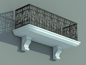 balcony-2 2 architecture balcon balcony balustrade banisters barri barrier building elements fence grid hand house iron model parapet rail rusted stell structure terrace wanderer111 wrought 3d print model - Mito3D