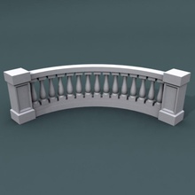balustrade 001 bend15pole 3dknot architecture balcony bar bent column curve elements fence grid model mold outdoor porch rail railway 3d print model - Mito3D