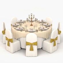 banquet table 03 candelabra candle chair dinner food formal furnishings furniture glass lunch model party plated silverware tableware warlockgraphics wedding wine 3d print model - Mito3D