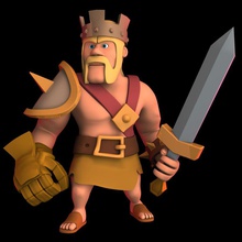 barbarian king 3dcottage anime boy cartoon character child clan clash coc cute fighter game guys human kid lowpoly male man medieval model people rig teen toon warrior young 3d print model - Mito3D