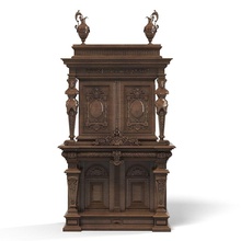 baroque wardrobe armoire tv media cabinet big antique carved victorian furniture box case classic classical cupboard furnishings medium model shop3ds traditional 3d print model - Mito3D