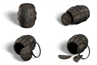 barril de la colección accesorio munición arquitectura el contenedor caja juego lowpoly medievalship modelo pirata rpg ron textura los rayos uv almacén woodbarrel 3d print model - Mito3D
