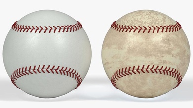 beyzbol topu 3d Görünümüdür topları temel kir kirli kumaş oyun dantel Lig deri max model açık sürahi oyuncu rawlings dikiş simpson15 küreler spor 3d print model - Mito3D