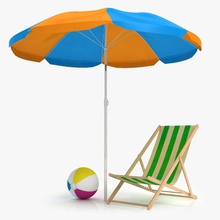 sedia di spiaggia, ombrello architettura palle spiaggia la ponte a sdraio elementi arredamento mobili giardino modello all'aperto al fuori piscina mare estate sole sweiry tv nuoto 3d print model - Mito3D