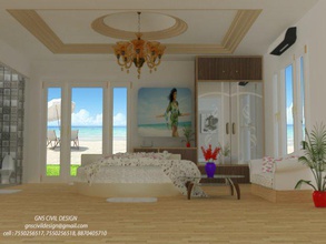 beach view bed room interior architecture 3d print model - Mito3D