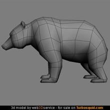orso 3d animale marrone girzlly grizzly più in basso mammifero modello poli ursidae ursina web3dservice 3d print model - Mito3D