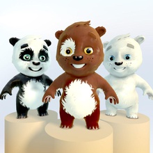 orsi 3d animale anime art orso marrone cartton carattere occhio divertente gioco la pistola più in basso lowpoly modello mrasala bello panda a giocare poli dolce teddy giocattolo bianco 3d print model - Mito3D