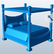 il letto a baldacchino v1 casa delle bambole mobili stampabile lowpoly 3d print model - Mito3D