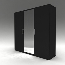 mesita de noche armario - bm el dormitorio negro gabinete retrete la puerta mobiliario muebles gran tamaño espejo modelo moderno rapidesign simple almacenamiento vray 3d print model - Mito3D