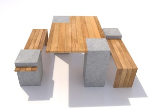 banco y mesa-01 01 de la arquitectura patio trasero el mobiliario muebles paisaje modelo al aire libre runnriot escena asiento tabla 3d print model - Mito3D