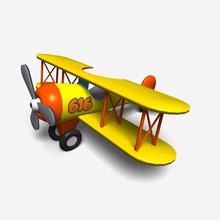 bi-plane aeromobili aereo bi biplano cartone animato l'artigianato crustypup modello piano toon giocattolo il veicolo 3d print model - Mito3D