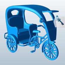 noleggio risciò v2 bicicletta mezzi di trasporto stampabile lowpoly 3d print model - Mito3D