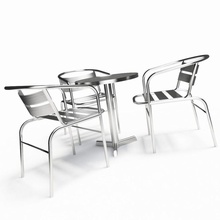 bistro table & chairs bar cafe chair chrome furnishings furniture jefferson069 metal model restaurant seat 3d print model - Mito3D