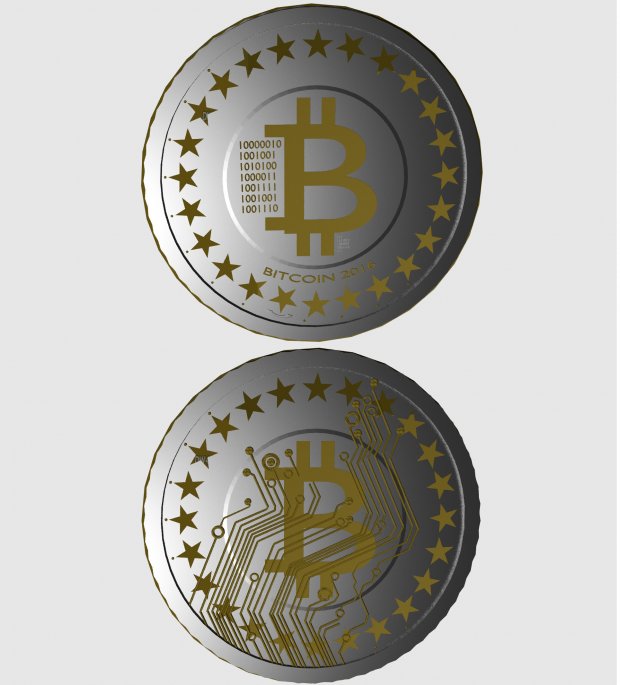 bitcoin pièce de monnaie l'argent 3D print model - Mito3D