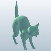gatto nero, la schiena inarcata, v2 nero cat indietro ad arco animali stampabile lowpoly 3d print model - Mito3D