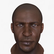 black male head 3d african american anatomy body character detai eye guys hair hogok human man model realistic skin teeth zbrush 3d print model - Mito3D