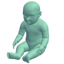 body v4 full infant male african people printable lowpoly 3d print model - Mito3D