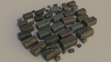 brick asset wet stones architecture assets boulder cartoon color craggy elements erosion high lower model natural poly resolution ricco1234 rock scene stone wall 3d print model - Mito3D