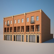 brick building 3 apartment architecture condo condominium david turner exterior facade front house mix model residence shop store storefront story structure three use 3d print model - Mito3D