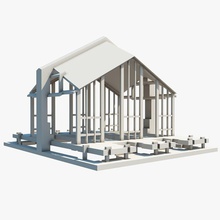 3 bina yapısı mimarlık ışın sütun karmaşık tasarım elemanları dış çerçeve giimann ev iç Japon model origami pavilion çatı şeklinde şık zen 3d print model - Mito3D