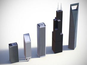 binalar 2 vol mimarlık bina şehir yüksek ev dönüm noktası daha düşük model ofis poly gökdelen yapısı uzun boylu kule kentsel v chernobay 3d print model - Mito3D