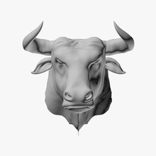 bull head angry animal architecture artwork background bust cow elements garden graphics illustration isolate lucky hunter 2008 model mount retro sculpture stone texas wall white 3d print model - Mito3D
