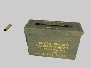 mermi kutusu 7 52 mm cephane ammuniction ordu kurşun dhhh dişli silah m240 deniz metal askeri model kabuk savaş 3d print model - Mito3D