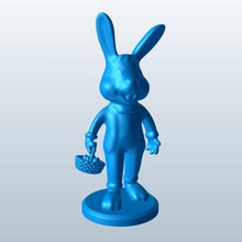 lapin tenant un panier d'œufs v1 bunny de saison holding les œufs imprimable lowpoly 3d print model - Mito3D