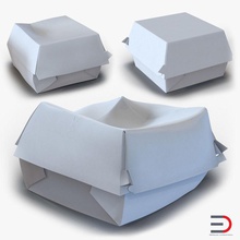 burger boxes collection 3d molier blank box broken container crumpled crush damaged fast food hamburger international lunch meal model pack packaging paper parcel realistic sandwich set vray white 3d print model - Mito3D