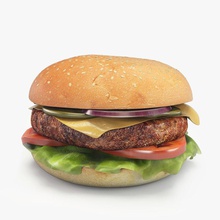burger astuff sığır eti ekmek bun peynir cheeseburger salatalık hızlı gıda hamburger marul McDonalds yemek model soğan patty susam 3d print model - Mito3D