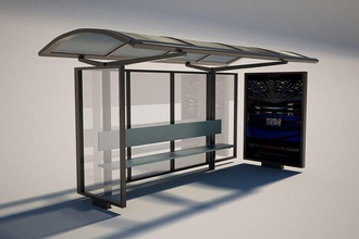 bus stop advertisement architecture area city european furniture lightmuch model modern public shelter station structure tram waiting 3d print model - Mito3D