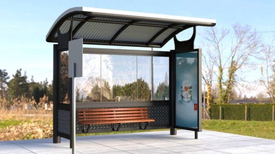 bus stop shelter architecture area busstop city collection exterior fittings furniture model public realistic road sidewalk sign station street waiting wivoca 3d print model - Mito3D