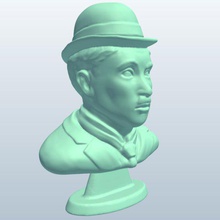 bust chaplin v1 historical charlie statues busts printable lowpoly 3d print model - Mito3D