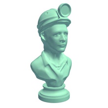 buste mineur de charbon dur hat v1 le fond chapeau des statues bustes imprimable lowpoly statues, 3d print model - Mito3D