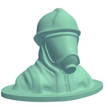 busto firemanwithmask v1 il vigile del fuoco la maschera statue busti stampabile lowpoly 3d print model - Mito3D