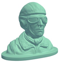 buste pilothatgoggles v1 le pilote cuir chapeau lunettes de protection des statues bustes imprimable lowpoly statues, 3d print model - Mito3D