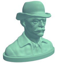bust westernlawman v1 western lawman mustache hat statues busts printable lowpoly 3d print model - Mito3D