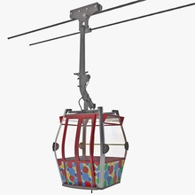 Teleferik 3d molier mimarlık kablo cablecar araba elemanları model yolcu halk sokak tramvay ulaşım trolley araç V-ray'in 3d print model - Mito3D