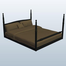 california king size bed mocha sheets ebony v1 furniture printable lowpoly 3d print model - Mito3D