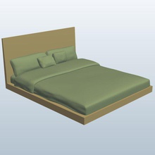 california king size bed thyme sheets pine v1 furniture printable lowpoly 3d print model - Mito3D
